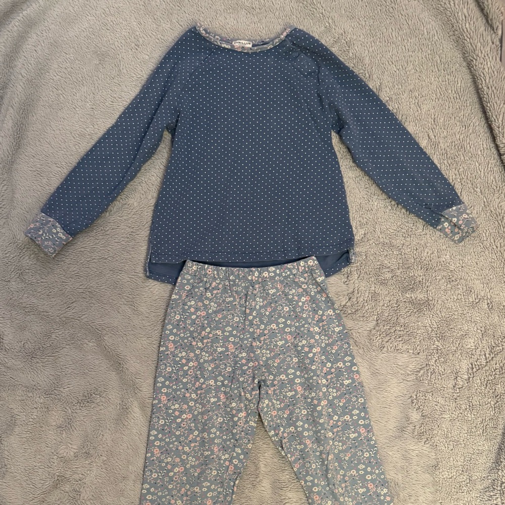 Cyrillus Blue Floral Kids Pajama Set